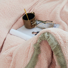 Load image into Gallery viewer, Tassels Faux Lambswool Velvet Bed Set