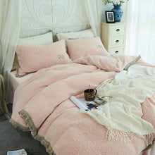 Load image into Gallery viewer, Tassels Faux Lambswool Velvet Bed Set
