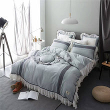 Load image into Gallery viewer, Bamboo Cotton Luxury Grey Lace Bedding set