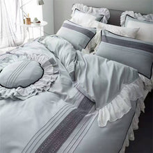 Load image into Gallery viewer, Bamboo Cotton Luxury Grey Lace Bedding set