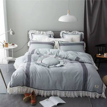 Load image into Gallery viewer, Bamboo Cotton Luxury Grey Lace Bedding set