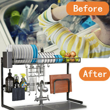 Load image into Gallery viewer, 2-Tier Dish Drying Rack Organizer Single or Double Sink