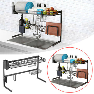 2-Tier Dish Drying Rack Organizer Single or Double Sink