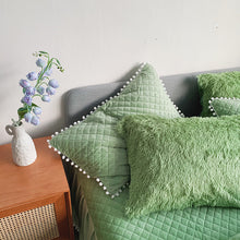 Load image into Gallery viewer, Fluffy Faux Mink &amp; Velvet Fleece Quilt Cover Set - Soft Green