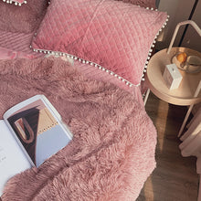 Load image into Gallery viewer, Fluffy Faux Mink &amp; Velvet Fleece Quilt Cover Set - Soft Dusty Rose