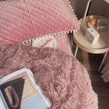 Load image into Gallery viewer, Fluffy Faux Mink &amp; Velvet Fleece Quilt Cover Set - Soft Dusty Rose