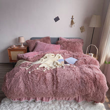 Load image into Gallery viewer, Fluffy Faux Mink &amp; Velvet Fleece Quilt Cover Set - Soft Dusty Rose