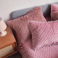 Load image into Gallery viewer, Fluffy Faux Mink &amp; Velvet Fleece Quilt Cover Set - Soft Dusty Rose