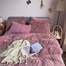 Load image into Gallery viewer, Fluffy Faux Mink &amp; Velvet Fleece Quilt Cover Set - Soft Dusty Rose