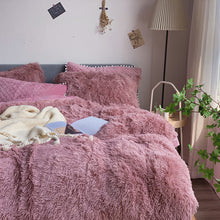 Load image into Gallery viewer, Fluffy Faux Mink &amp; Velvet Fleece Quilt Cover Set - Soft Dusty Rose