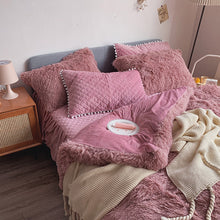 Load image into Gallery viewer, Fluffy Faux Mink &amp; Velvet Fleece Quilt Cover Set - Soft Dusty Rose