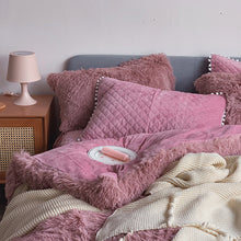 Load image into Gallery viewer, Fluffy Faux Mink &amp; Velvet Fleece Quilt Cover Set - Soft Dusty Rose