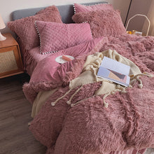 Load image into Gallery viewer, Fluffy Faux Mink &amp; Velvet Fleece Quilt Cover Set - Soft Dusty Rose