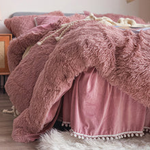 Load image into Gallery viewer, Fluffy Faux Mink &amp; Velvet Fleece Quilt Cover Set - Soft Dusty Rose