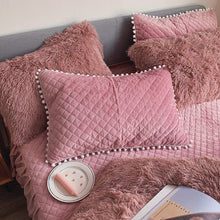 Load image into Gallery viewer, Fluffy Faux Mink &amp; Velvet Fleece Quilt Cover Set - Soft Dusty Rose