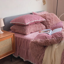 Load image into Gallery viewer, Fluffy Faux Mink &amp; Velvet Fleece Quilt Cover Set - Soft Dusty Rose