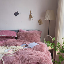 Load image into Gallery viewer, Fluffy Faux Mink &amp; Velvet Fleece Quilt Cover Set - Soft Dusty Rose